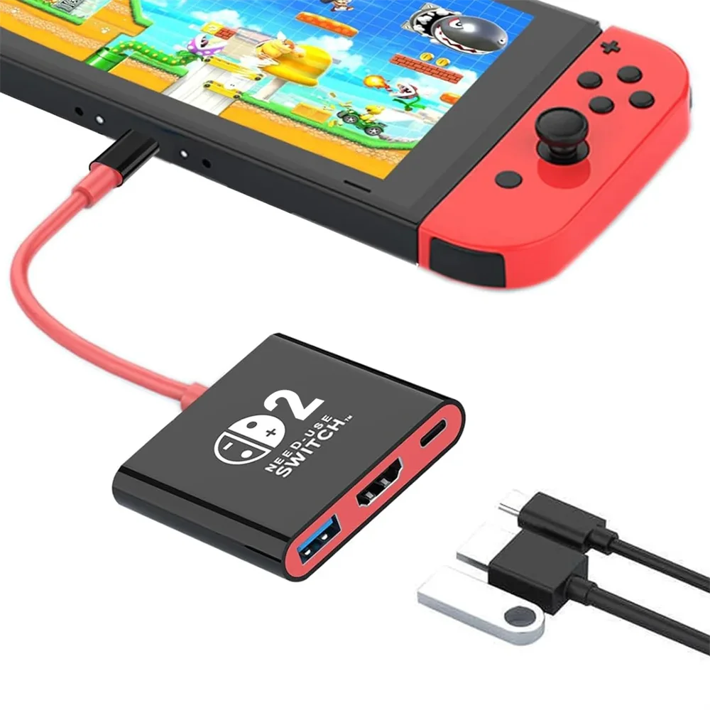 Docking Station for Switch 2 4K 60Hz TYPEC Hub with HDMI-compatible and USB-C 3.0 PD100W Charge Perfect for Switch 2/Switch/OLED