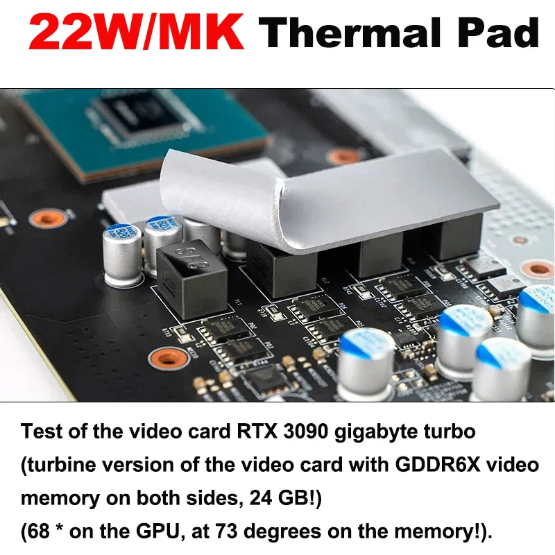 22W/mk 100x100mm Soft Thermal Pad Sheets 0.5mm 1.0mm 1.5mm 2