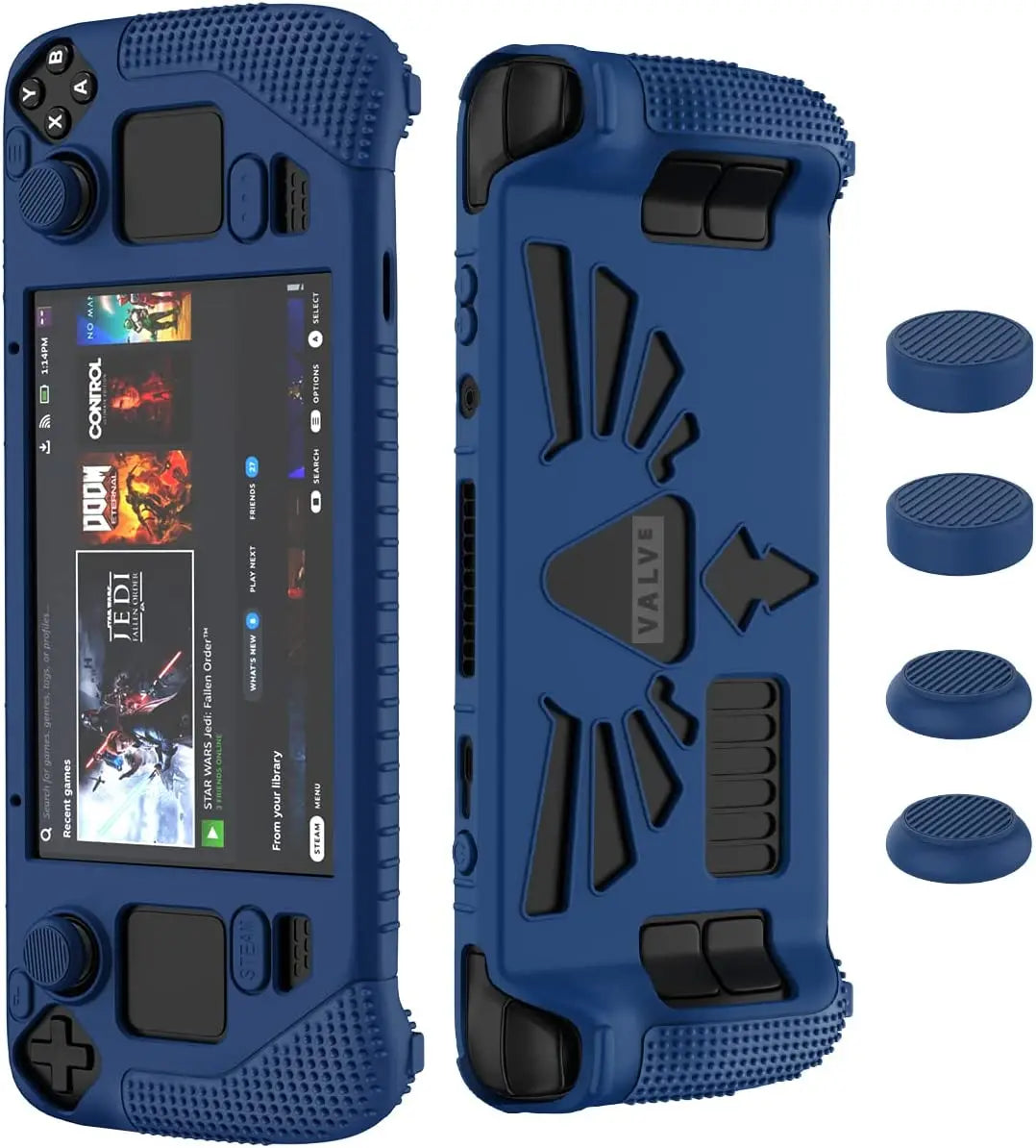 Steam Deck Standing Protective Case Thickening Silicone Accessories Protector Soft Cover Skin Shell with 2 Pairs Thumb Grips