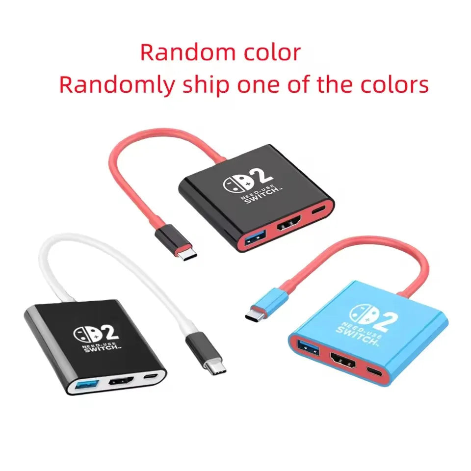 Docking Station for Switch 2 4K 60Hz TYPEC Hub with HDMI-compatible and USB-C 3.0 PD100W Charge Perfect for Switch 2/Switch/OLED