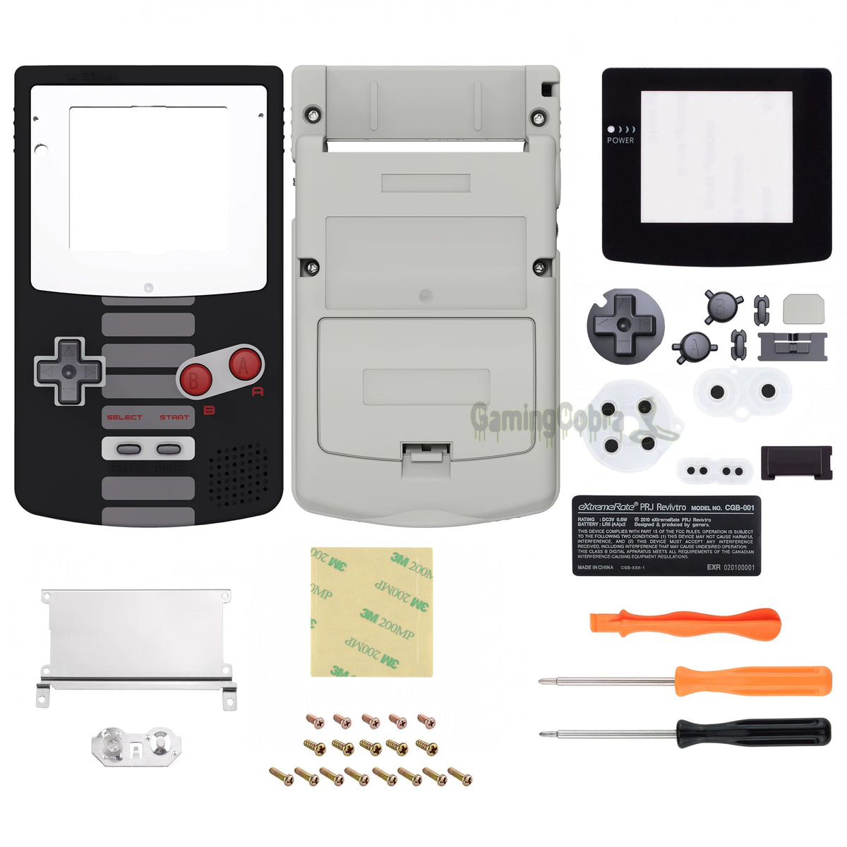 eXtremeRate IPS Ready Upgraded Replacement Shell Full Housing with Buttons for Gameboy Color for GBC - Classics NES Style & Gray