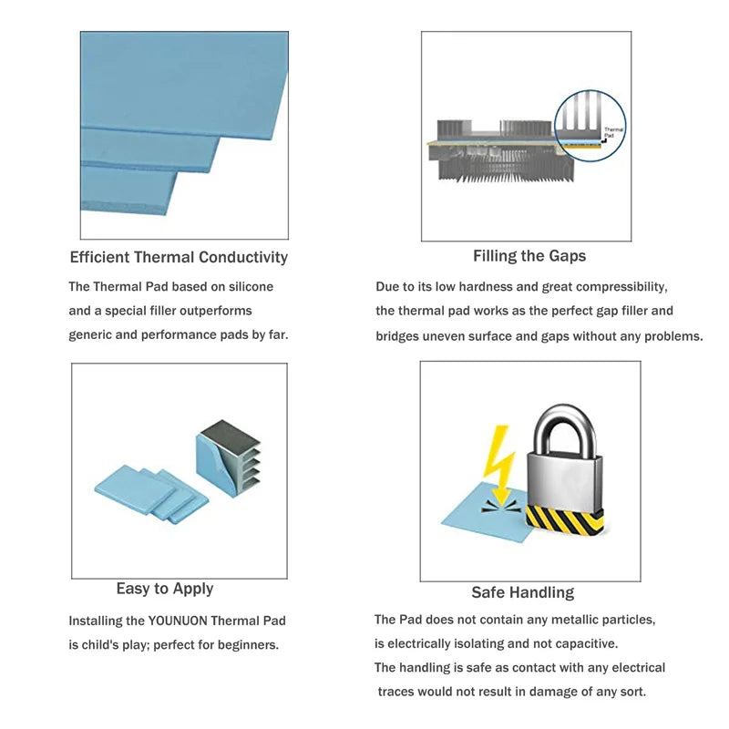 2 Pieces 100x100mm Thermal Pad 0.5mm/1mm/1.5mm/2mm/2.5mm/3mm