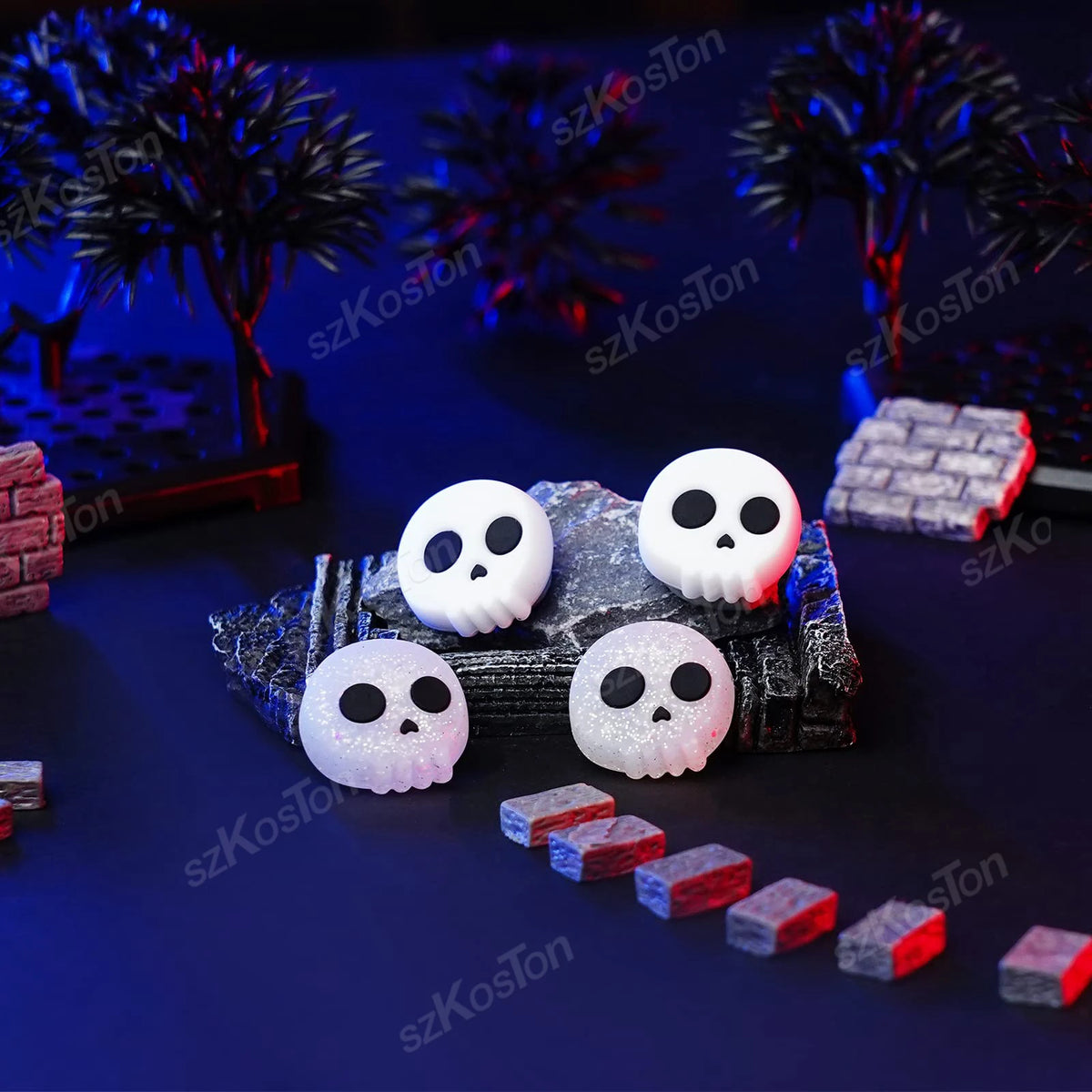 Skull Thumb Grip Caps for Steam Deck Games Console Silicone 