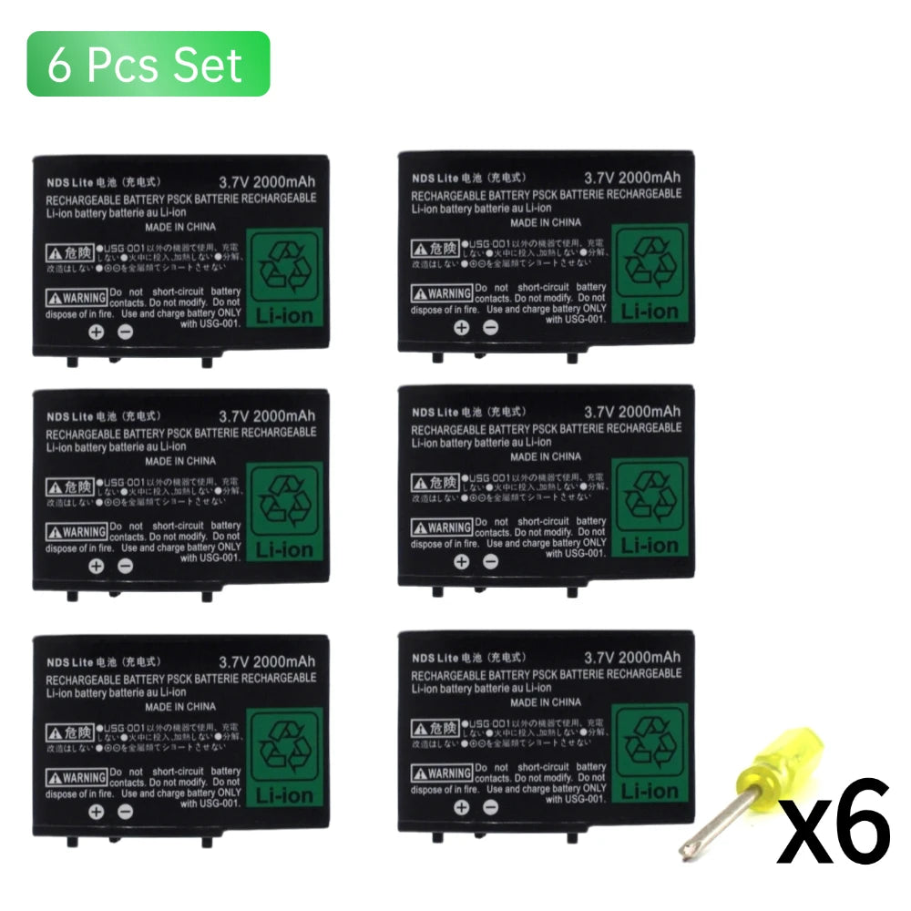 PUJIMAX 2000mAh Game Console Battery for NDSL for Nintendo DS Lite Replacement Built-in Rechargeable Battery with Screwdriver