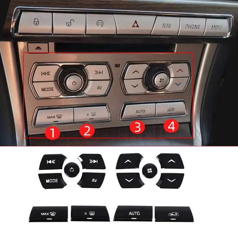 For Jaguar XF XJ 2010-2019 Black Button Stickers Black Covers For Jaguar Car Accessories Interior AC Gear Switch Repair Decals