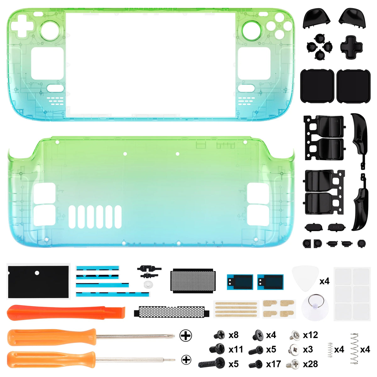 eXtremeRate Replacement Housing Shell Set for Steam Deck LCD Faceplate Back Plate Shell with Buttons - Gradient Series