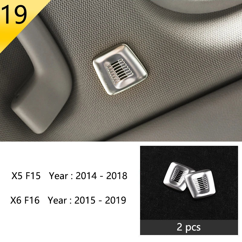 Chrome Car Styling Interior Button Panel Decoration Cover Trim Sticker frame For BMW X5 X6 F15 F16 2014-2019 Auto Accessories