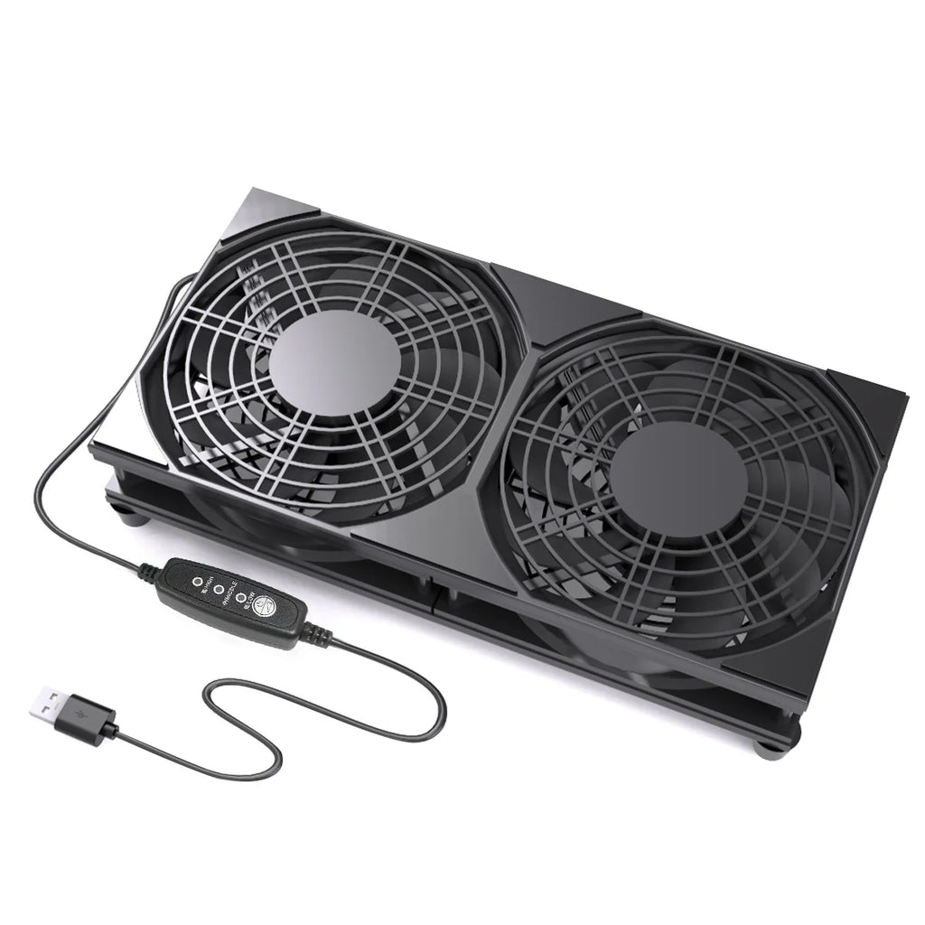 Dual USB Cooling Fan with 3-Speed Control 5V High Airflow Cooler for Router PC & Gaming Console