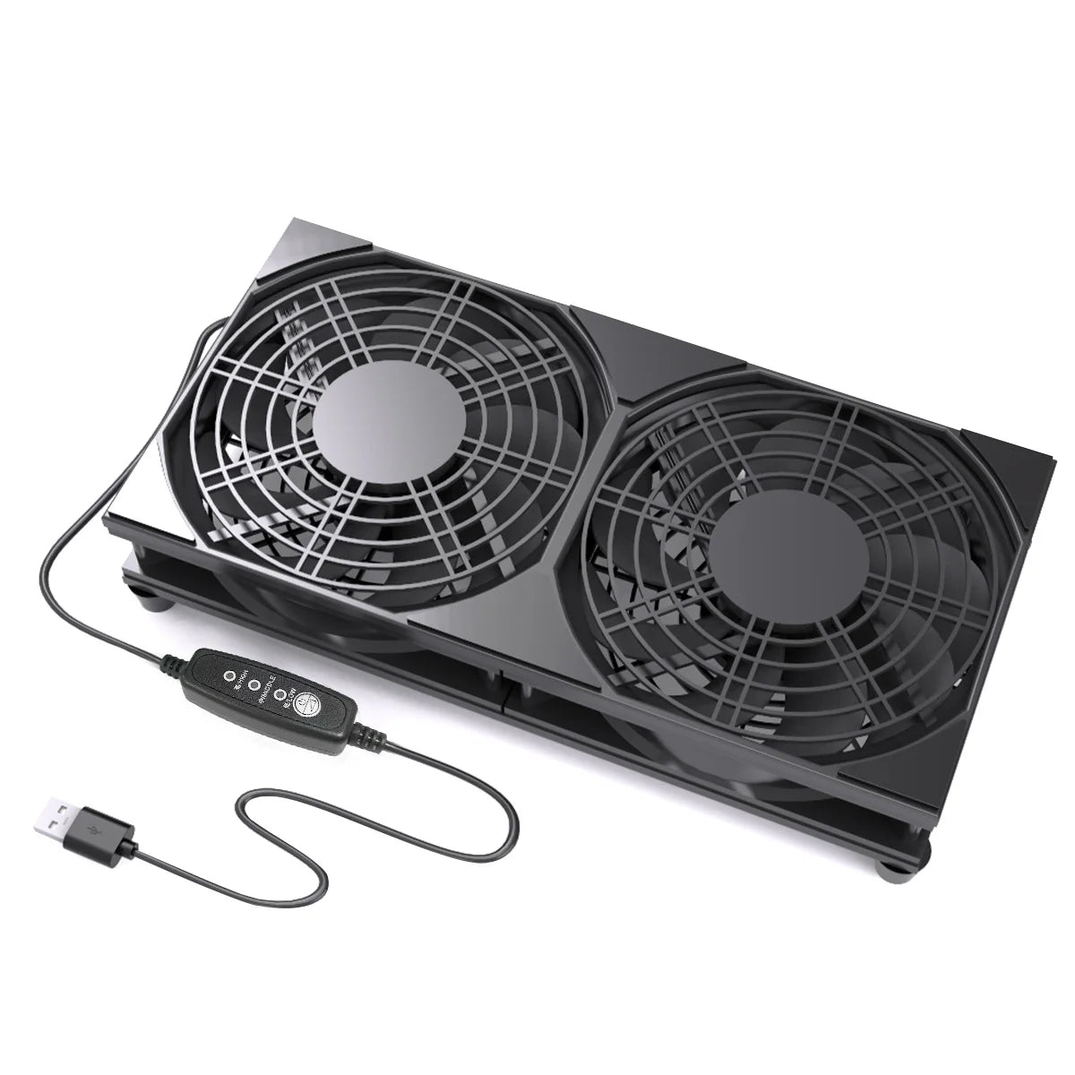 Dual USB Cooling Fan with 3-Speed Control 5V High Airflow Cooler for Router PC & Gaming Console
