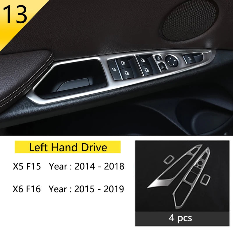 Chrome Car Styling Interior Button Panel Decoration Cover Trim Sticker frame For BMW X5 X6 F15 F16 2014-2019 Auto Accessories