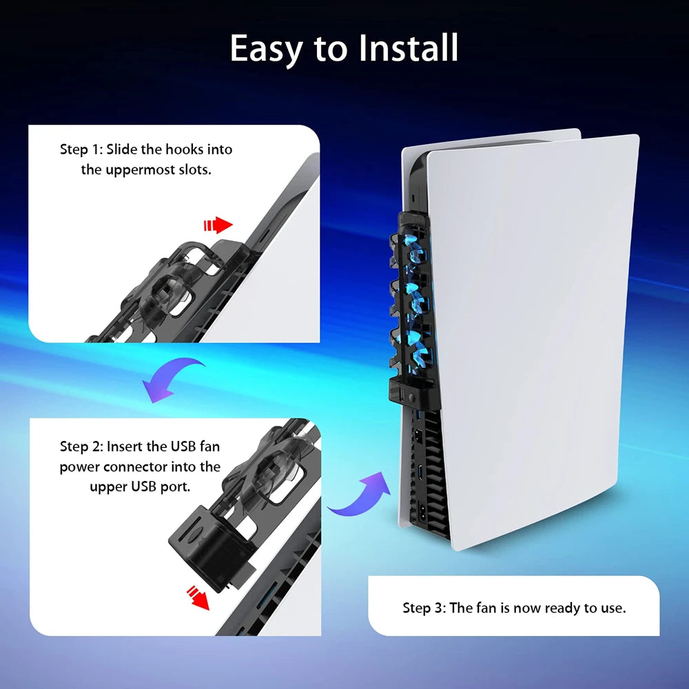 For PS5 Accessories Cooling Fan with LED Light for Playstati