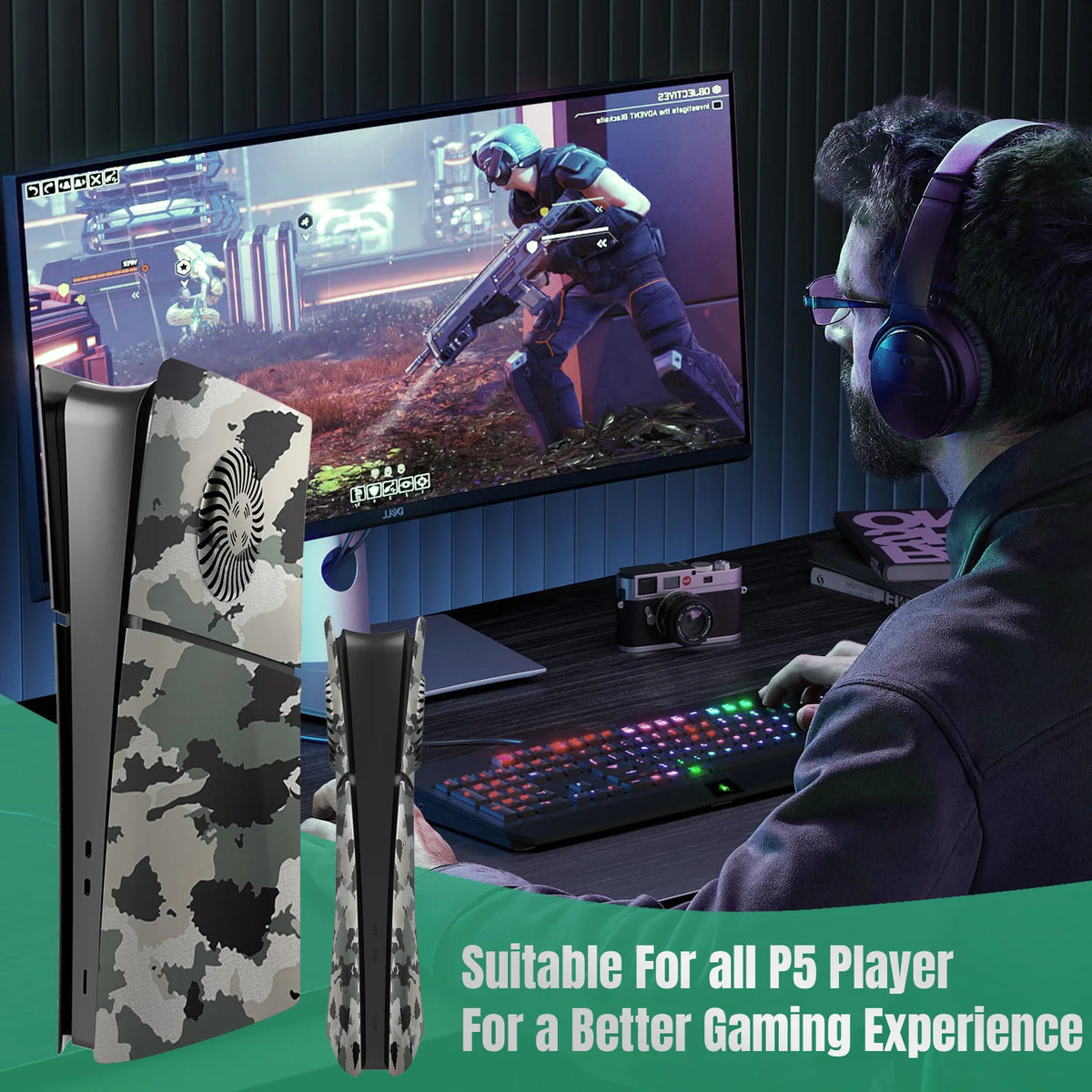 Faceplate with Cooling Vent for Playstation 5 Slim ABS Prote