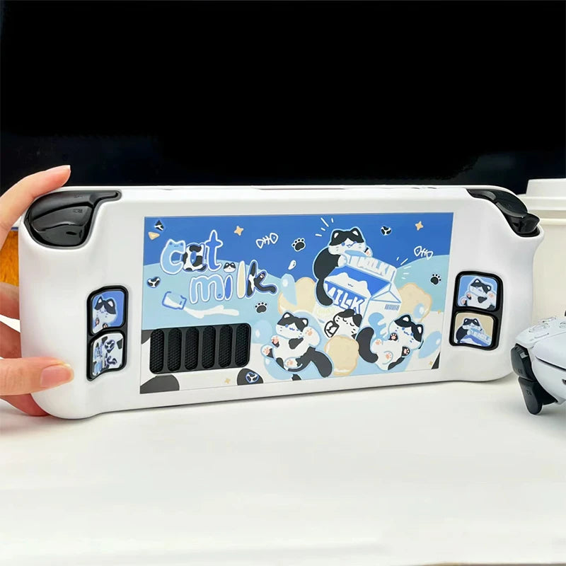 Cartoon Milk Cat Protective Case for Steam Deck Game Console