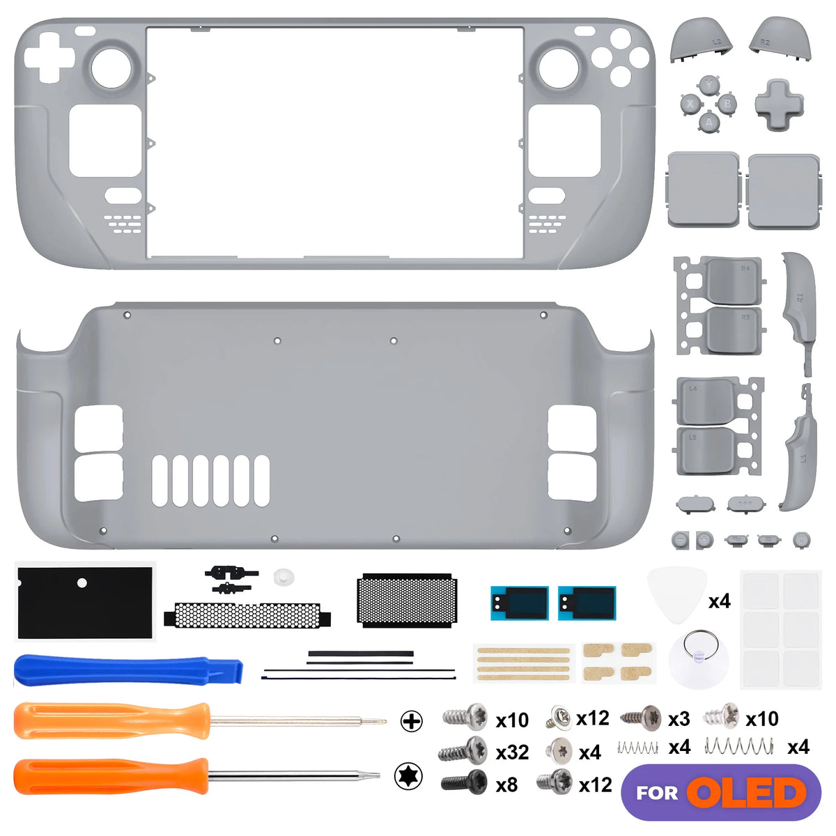 eXtremeRate Replacement Full Set Housing Shell W/Buttons for Steam Deck OLED Custom DIY Faceplate Back Plate Trackpad Case