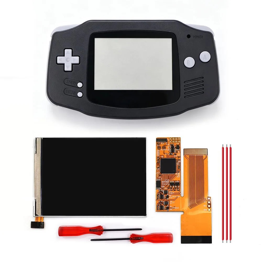 HISPEEDIDO For GBA V2 IPS LCD Backlight Kits With Pre-cut Shell 10 Levels High Brightness Adjustment for Game Boy Advance Consol