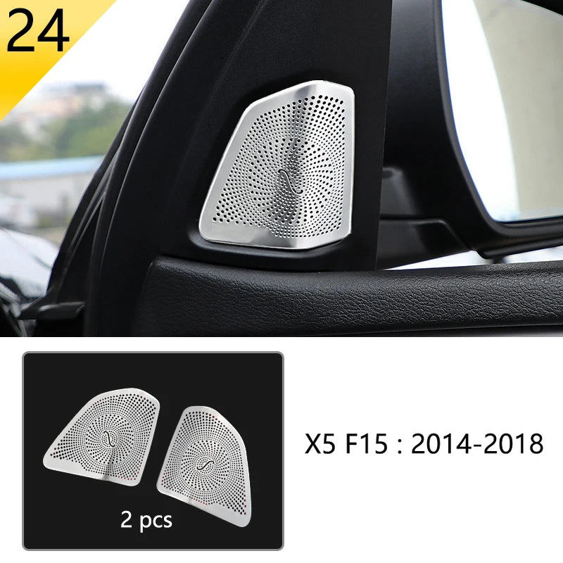 Chrome Car Styling Interior Button Panel Decoration Cover Trim Sticker frame For BMW X5 X6 F15 F16 2014-2019 Auto Accessories