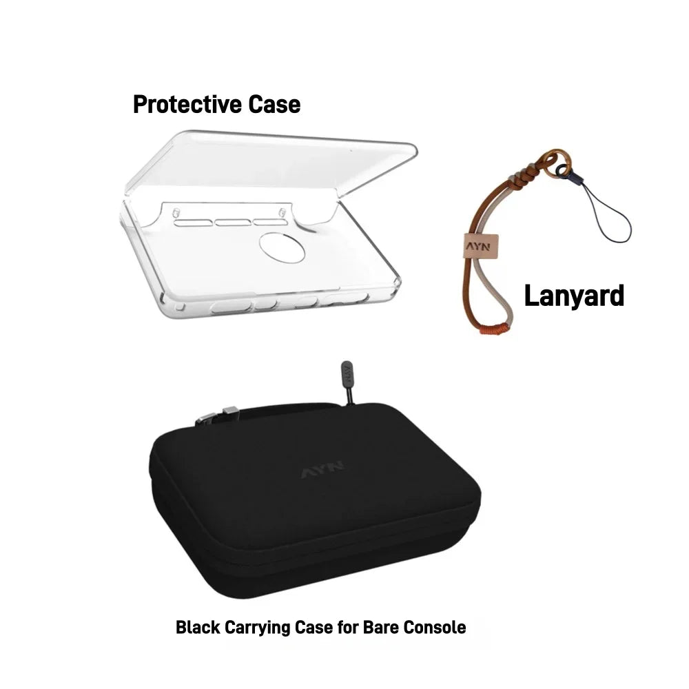 Full Accessory Kit for AYN THOR Handheld TPU Grip Tempered Glass Case Storage Bag & Lanyard