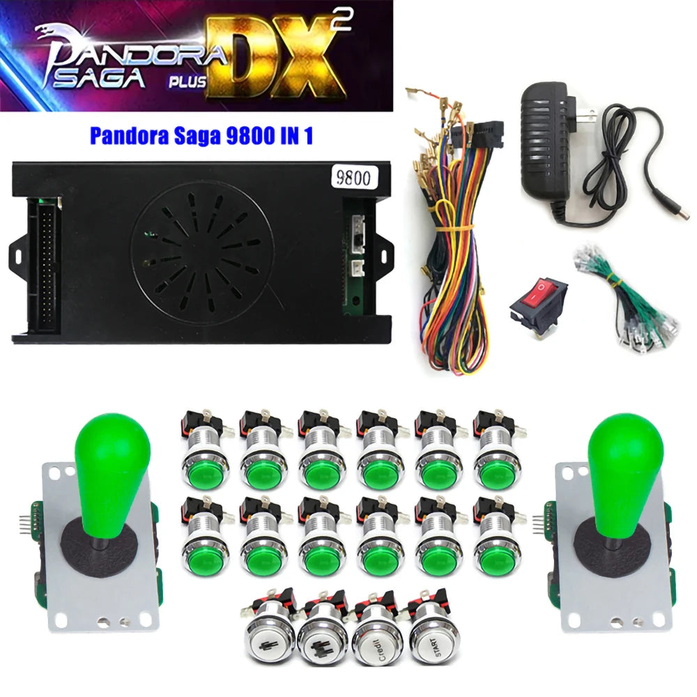 Pandora Saga DX2 Box 9800 in 1 DIY Kit 2 Player with Copy Sanwa Joystick Chrome Button for Arcade Game Console Cabinet