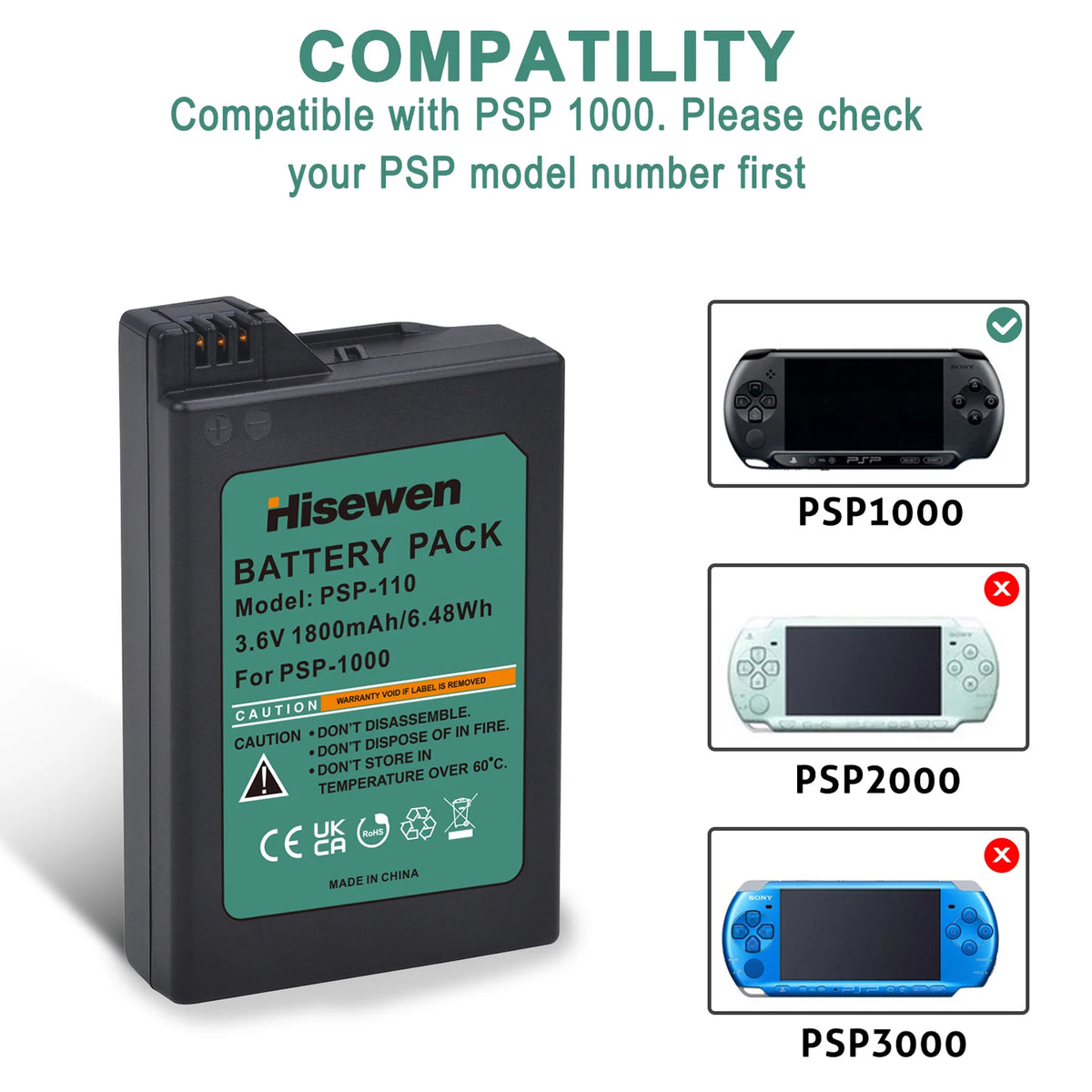 PSP-110 PSP-1005 Replacement Lithium Batteries for Sony Play