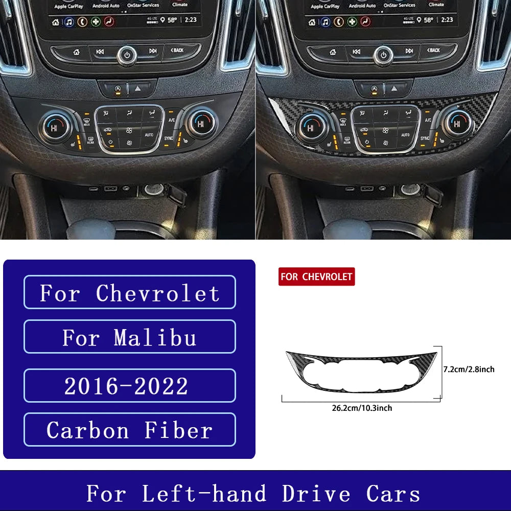 For Chevrolet Malibu 2016-2024 Carbon Fiber Central Control Button Panel Trim Cover Car Interior Accessories Decorative Stickers