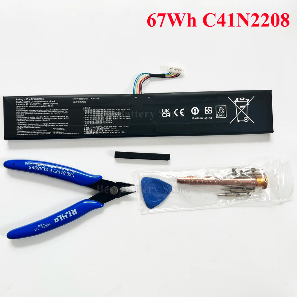 C41N2208 Battery For ASUS ROG ALLY Gaming Handheld series of RC71L/PC71L Expand high capacity of 74Wh mod upgrade Free all Tools