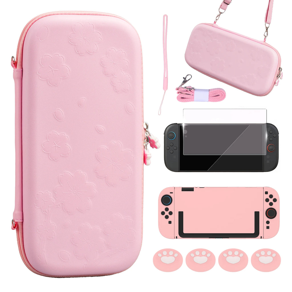 Carrying travel Case bundle kit For Nintendo Switch 2 protrctive hard shell pouch temper film glass joycon case joystick cap