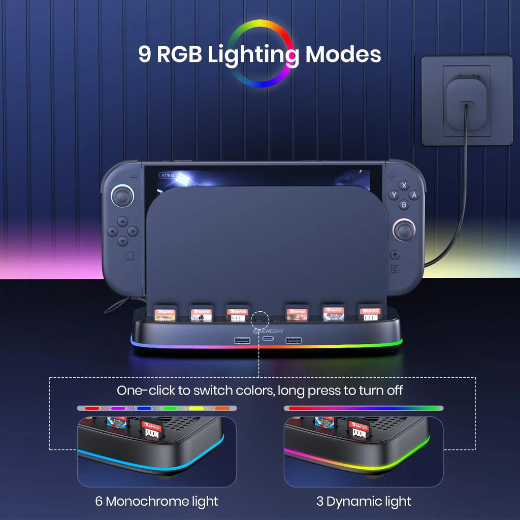 NEWDERY Cooling Fan for Nintendo Switch 2 Dock With RGB Ligh