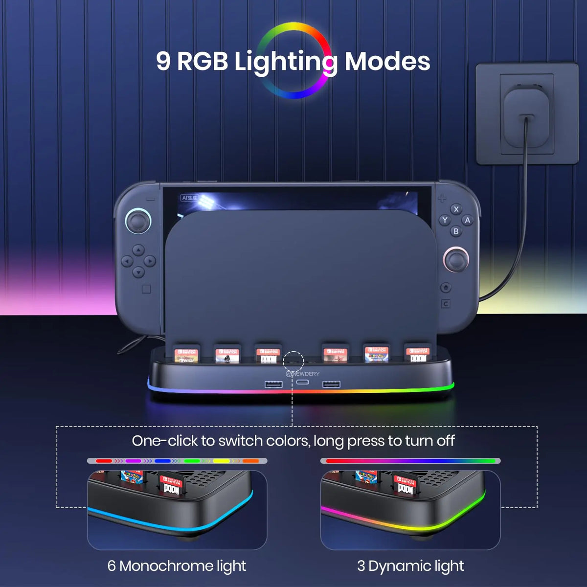 NEWDERY Cooling Fan for Nintendo Switch 2 Dock With RGB Ligh