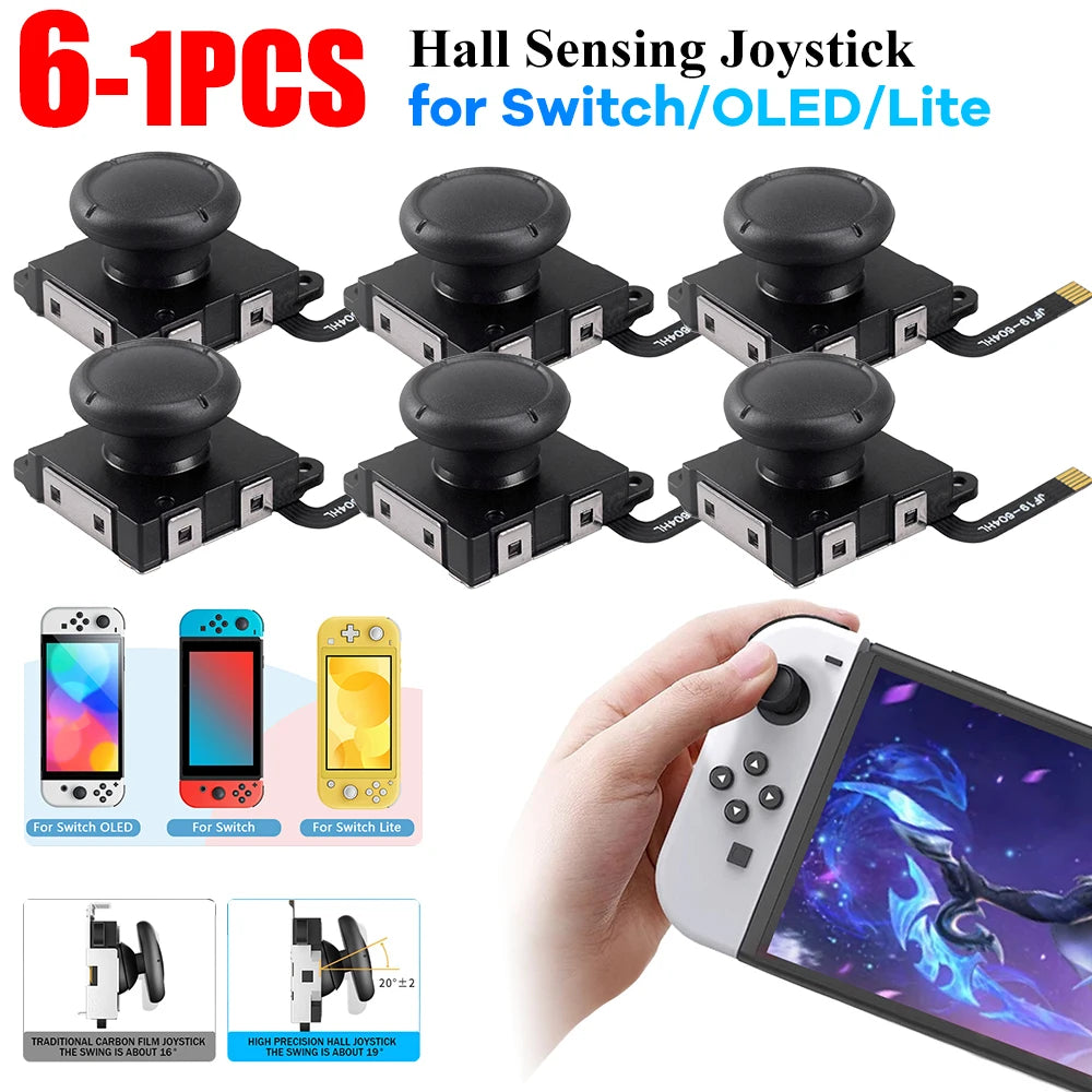 1-6PCS Hall Sensing Joystick for JoyCon Replacement No Drift