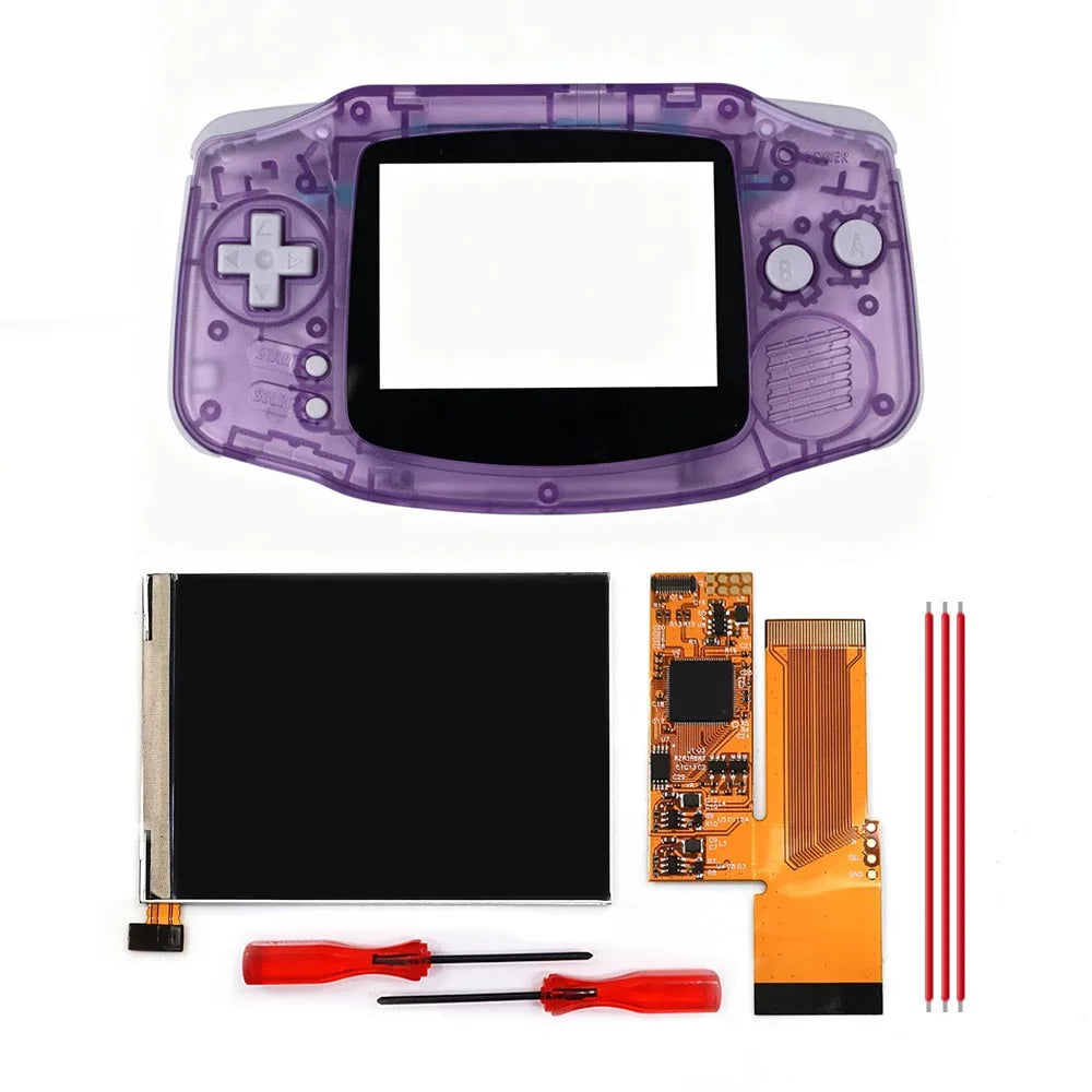 HISPEEDIDO For GBA V2 IPS LCD Backlight Kits With Pre-cut Shell 10 Levels High Brightness Adjustment for Game Boy Advance Consol