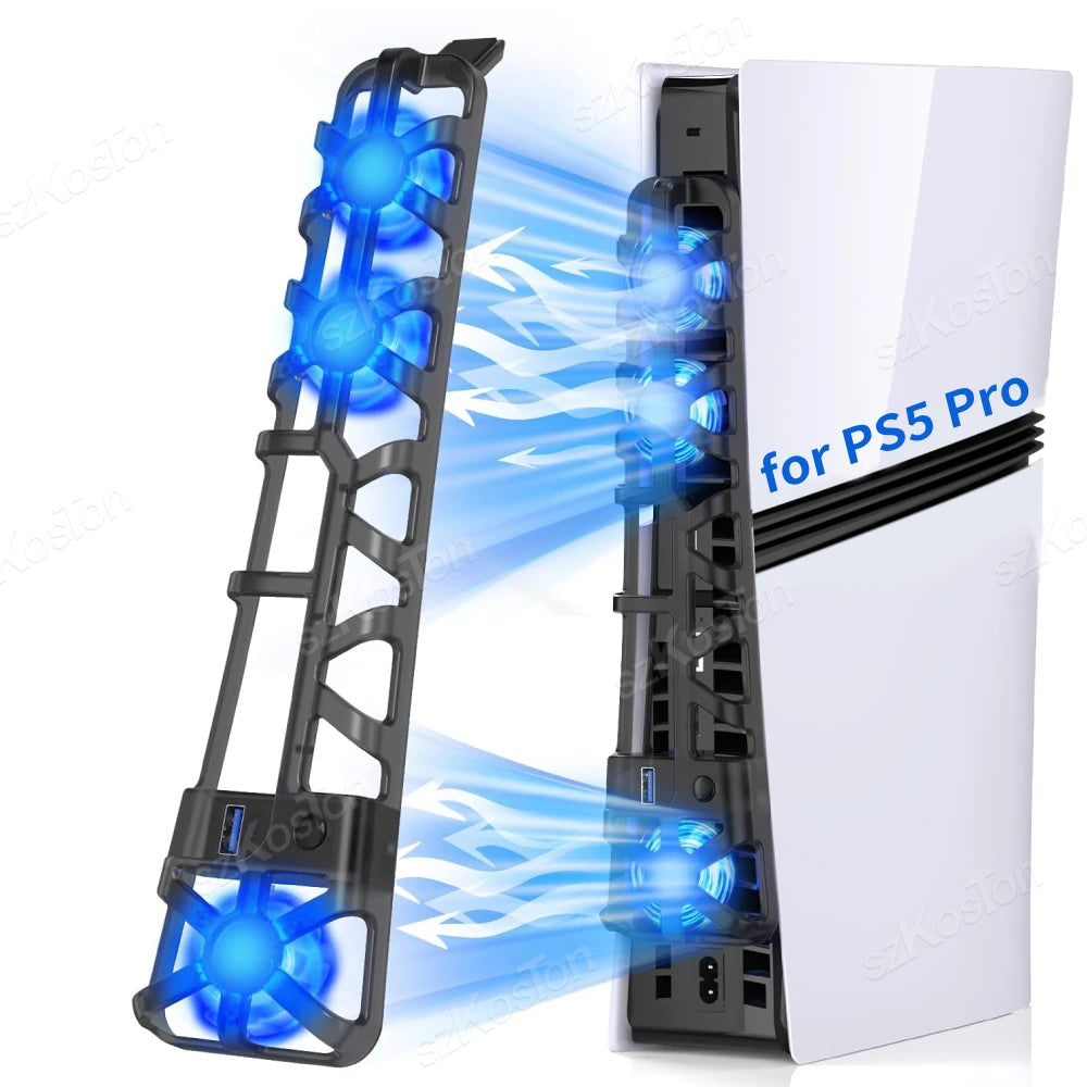 For PS5 Pro Cooling Fan External Fan Quiet Cooler with USB Port Adjustable Speed Mode for PlayStation 5 Pro Disc&Digital Edition