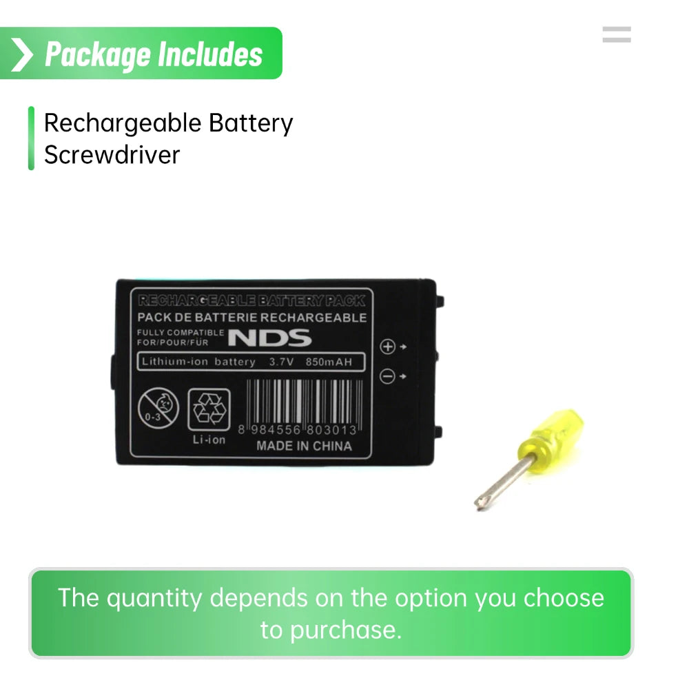 PUJIMAX NTR-003 850mAh Lithium Battery for Nintendo NDS Game