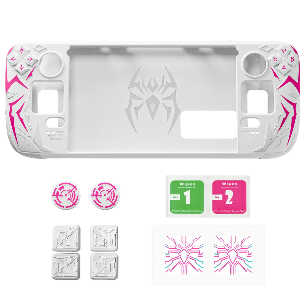 PlayVital Cyber Spider Silicone Case for Steam Deck OLED/LCD Anti-Slip Grip Cover with Back Button Enhancements Protective Skin