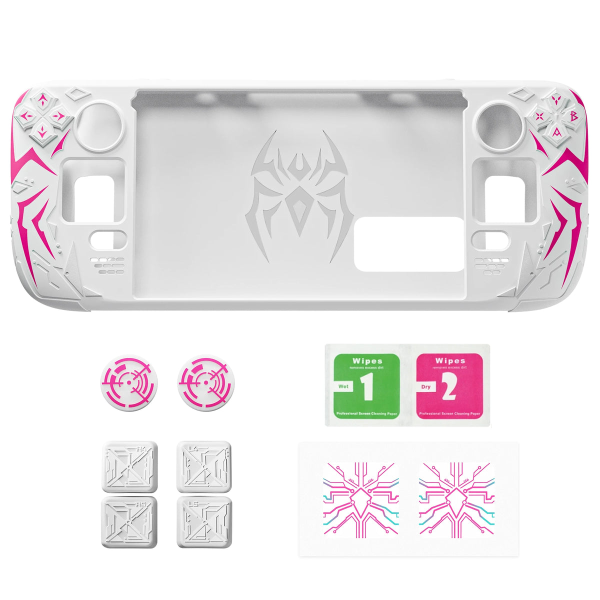 PlayVital Cyber Spider Silicone Case for Steam Deck OLED/LCD Anti-Slip Grip Cover with Back Button Enhancements Protective Skin
