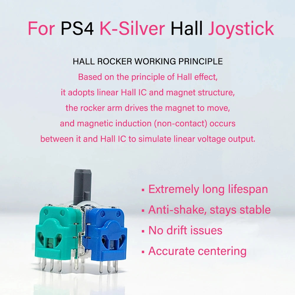 2/10pcs K-Silver JS13 PRO+ TMR Joystick for PS4 DUALSHOCK 4 