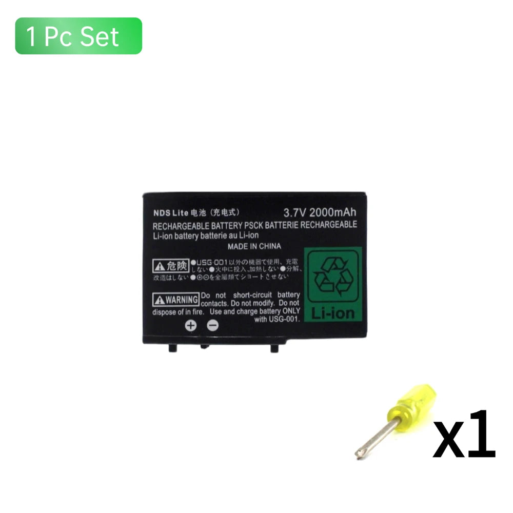 PUJIMAX 2000mAh Game Console Battery for NDSL for Nintendo DS Lite Replacement Built-in Rechargeable Battery with Screwdriver