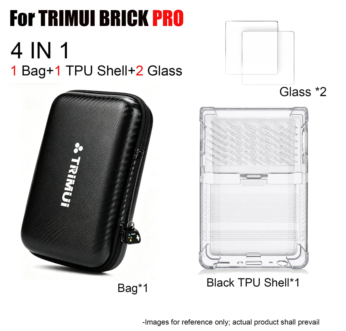 Portable Storage Bag TPU Case with Screen Protectors for TRIMUI BRICK PRO Game Console Tempered Glass Protectors Kit Accessories