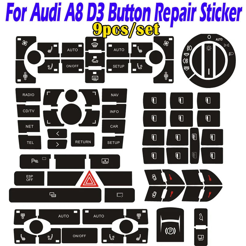 For Audi A8 D3 Interior Stickers Central Control Panel Upgra