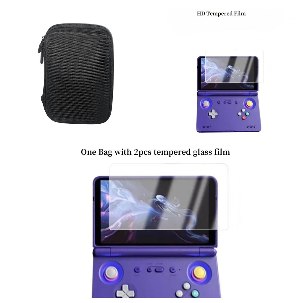 Portable Retroid Pocket Flip2 Game Console Bag Case Shockproof RPFlip2 Case Carrying Bag Storage Box With Tempered Glass Film