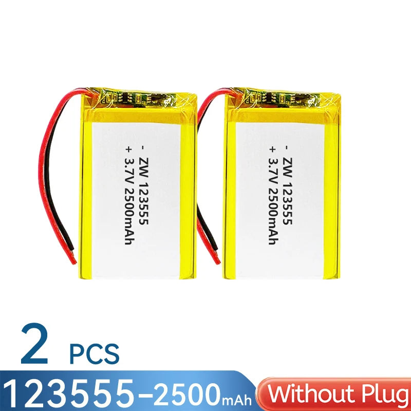 3.7V 2500mAh 123555 Battery Lipo Polymer Lithium Ion Rechargeable Batteries Built-in Lithium Battery Replace 124060 104060