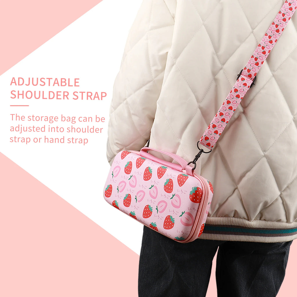 For Switch Carrying Case EVA Hard Shell with Strawberry & Ch