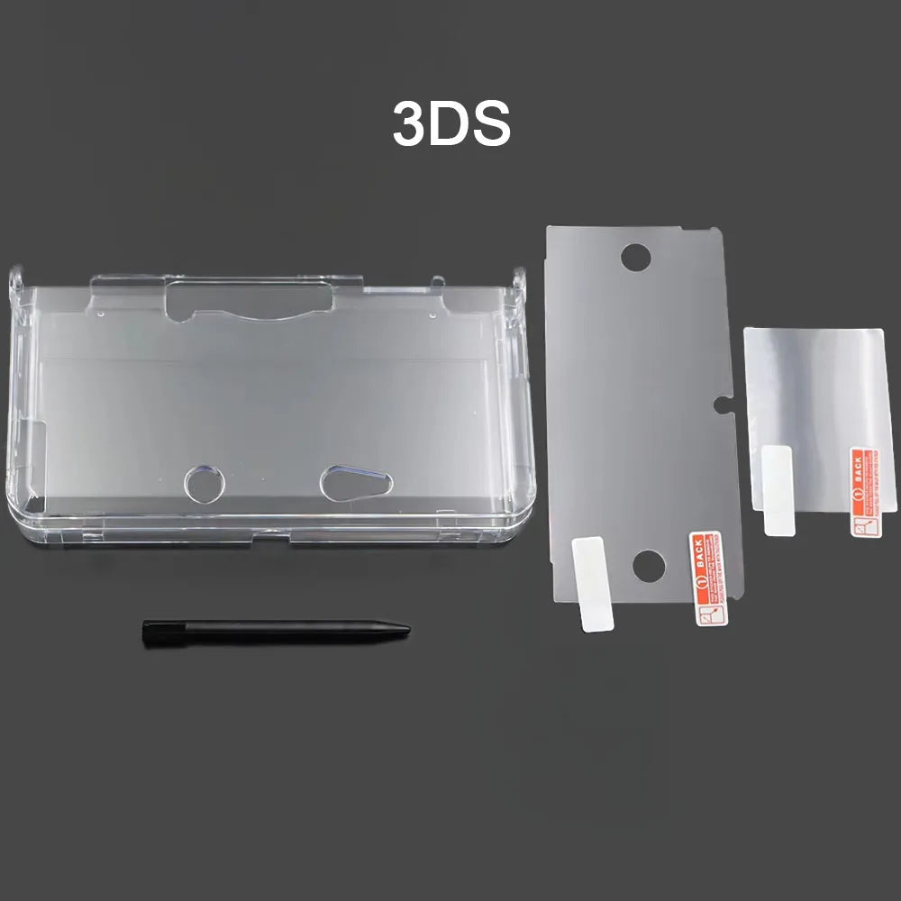 1 Set For New 3DS New 2DS 3DS XL LL NDSi XL NDSL Clear Split Shell Transparent Protective Cover Case Screen Film Stylus Pen