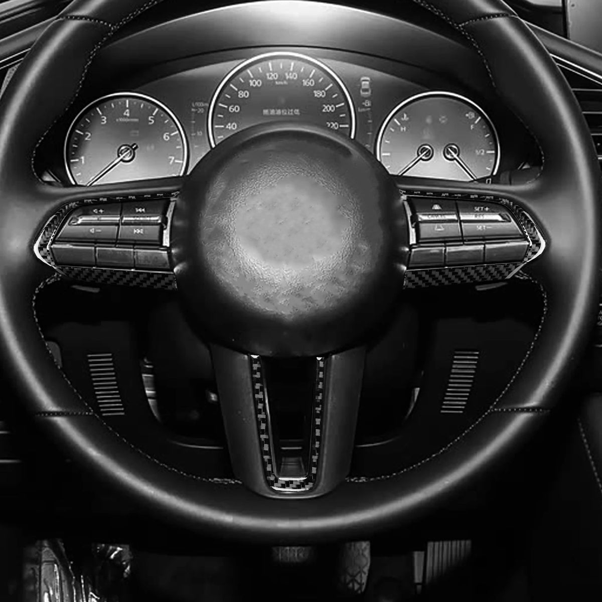 For Mazda 3 Axela 2019-2026 Carbon Fiber Steering Wheel Butt
