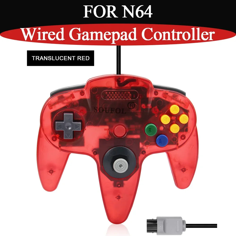 For N64 Colorful Wired Handle Controller Durable Replacement Classic Joystick Retro Wired Gamepad For N64 Game Console Accessory