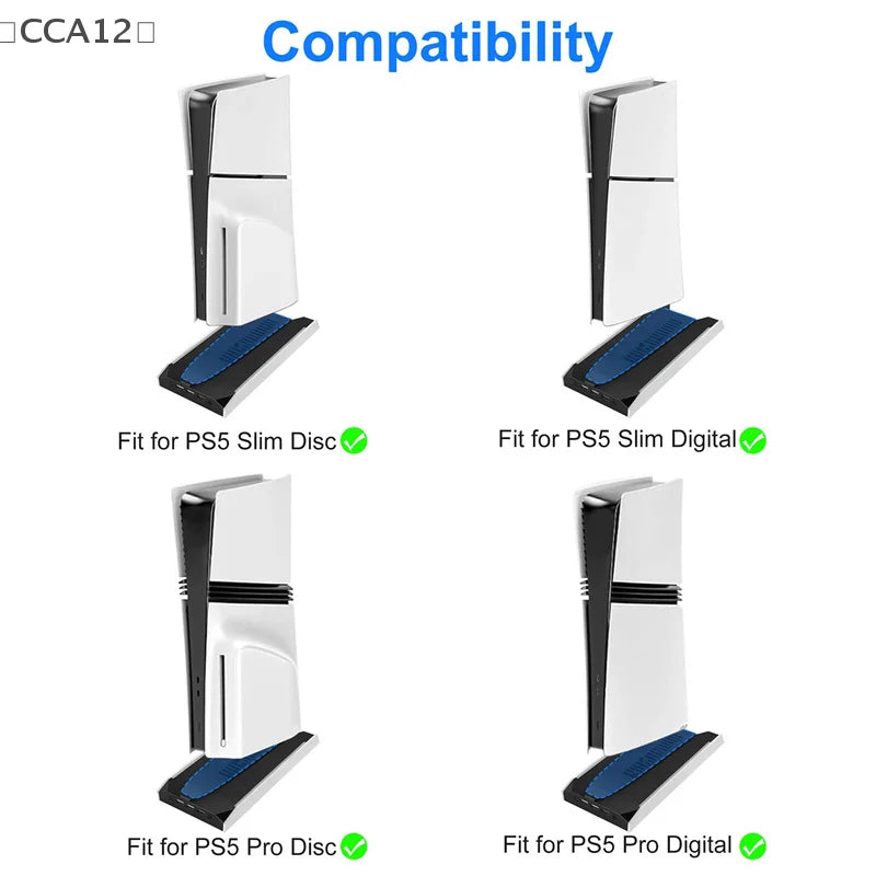 For PS5 Slim/PS5 Pro Vertical Cooling Stand Base RGB VR Head