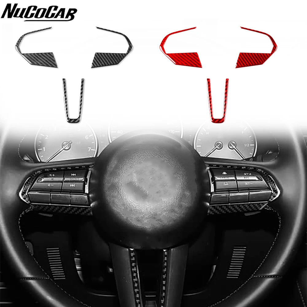 For Mazda 3 Axela 2019-2026 Carbon Fiber Steering Wheel Butt