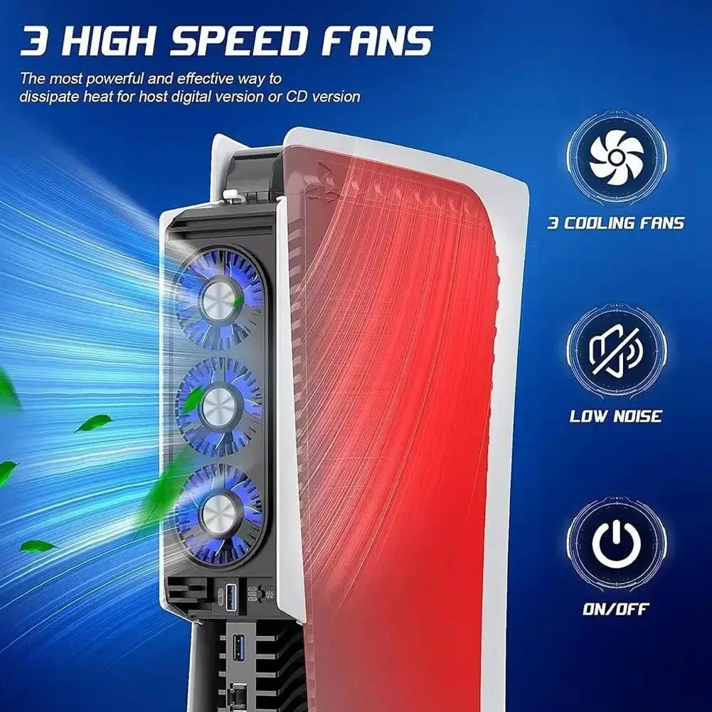 Cooling Fan for PS5/PS5 Silm Game Console with LED High-Spee