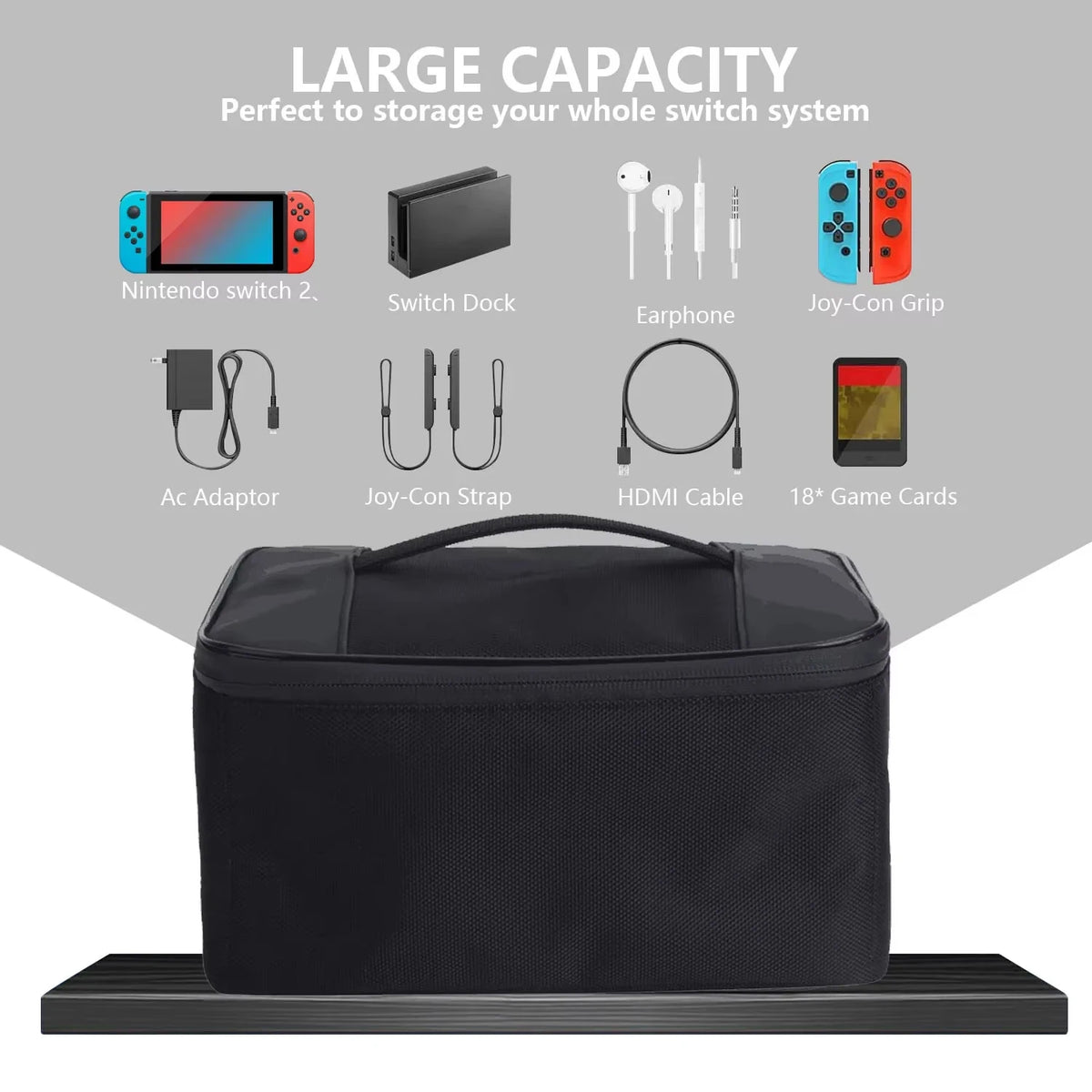 For Switch 2 2025 Large Storage Bag Travel Carrying Protecti