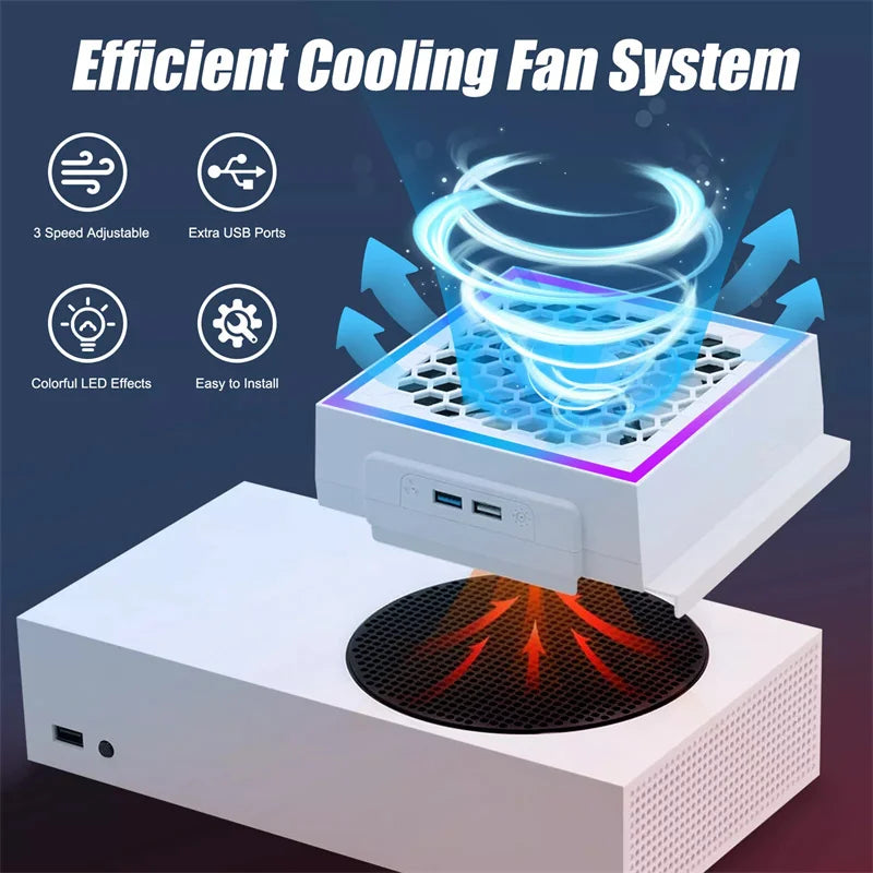 LED Cooling Fan Atmosphere Light 3 Gears Adjustable 5V 2.4A 
