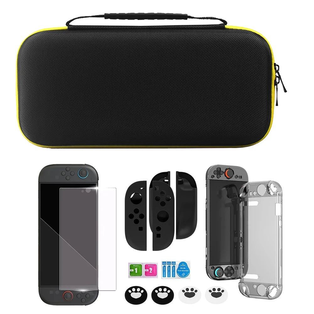 Carrying travel Case bundle kit For Nintendo Switch 2 protrctive hard shell pouch temper film glass joycon case joystick cap